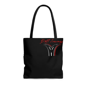Open image in slideshow, Black Tote Bag with opposite both logos
