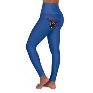 Open image in slideshow, High Waisted Yoga Leggings in blue
